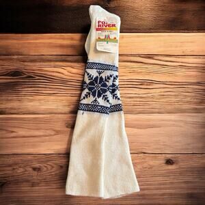 Vintage Fox River Nordkyn Wick A Way Socks Blue White Snowflake Sz 9-11 USA Made